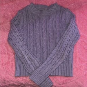 Lavender Cable Knit Crewneck Sweater